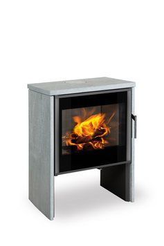 Фото Широкая каминная печь Romotop RIANO N 03 камень, Стальные печи